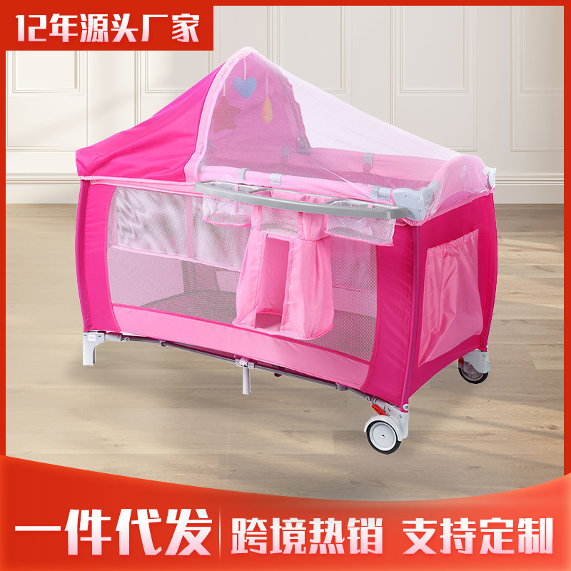 Spot Multifunctional Crib Folding Crib Mosquito Net Removable Diaper Table Baby Care Table Baby Bed
