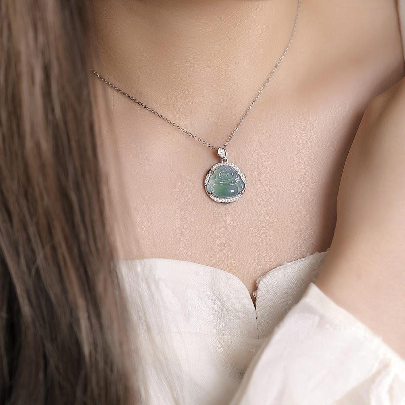 Mặt dây chuyền Phật Di Lặc bạc S925 phong cách cổ điển — Mặt dây chuyền đơn (không có dây chuyền)