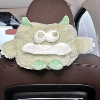 Car Creative Cartoon Plush Tissue — Car tissue box/set - as-shown-in-the-figure-green-corner-monster-tissue-box