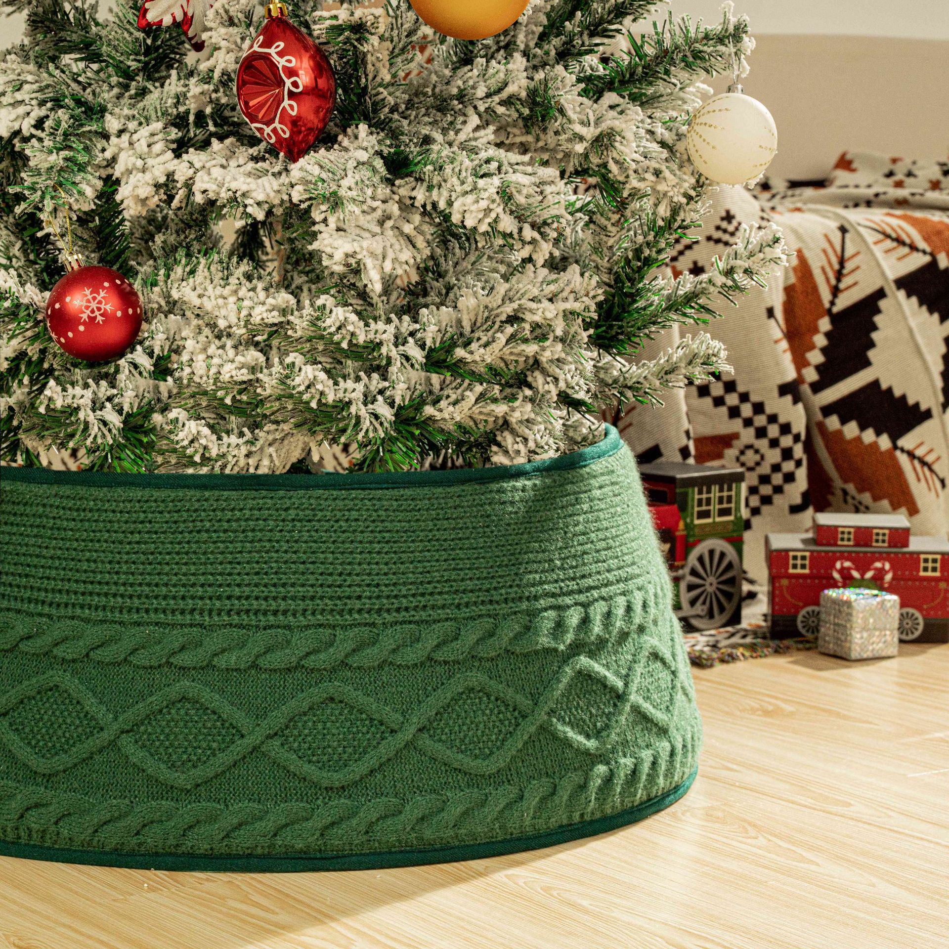 Navidad transfronteriza de punto falda de árbol abrazadera de cinturón ajustable decoración del árbol de Navidad decoración del árbol