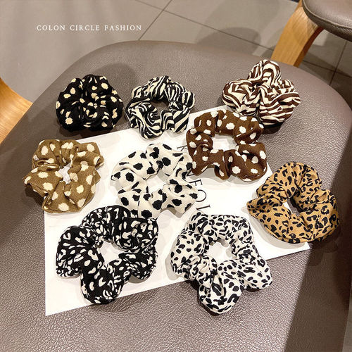 Hair tie women's Korean fashion large intestine hair tie leopard print wave headband, popular minimalist temperament hair accessory for women