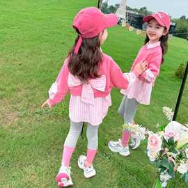 女童后背蝴蝶结套装春秋款2026新款儿童洋气时髦初秋季女孩早秋装