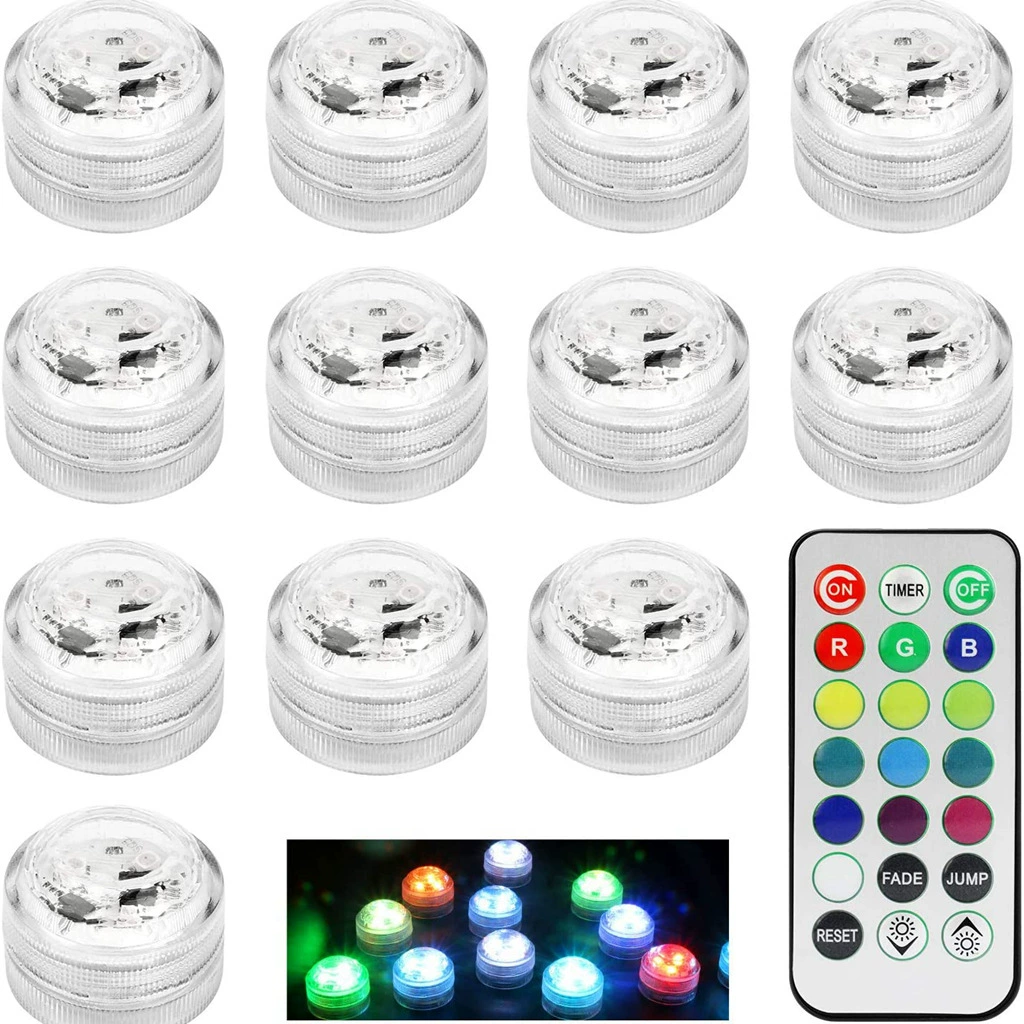 Многоцветный светодиодный светильник для подводного плавания 3 см с дистанционным управлением, с таймером, для декора бассейнов и ваз