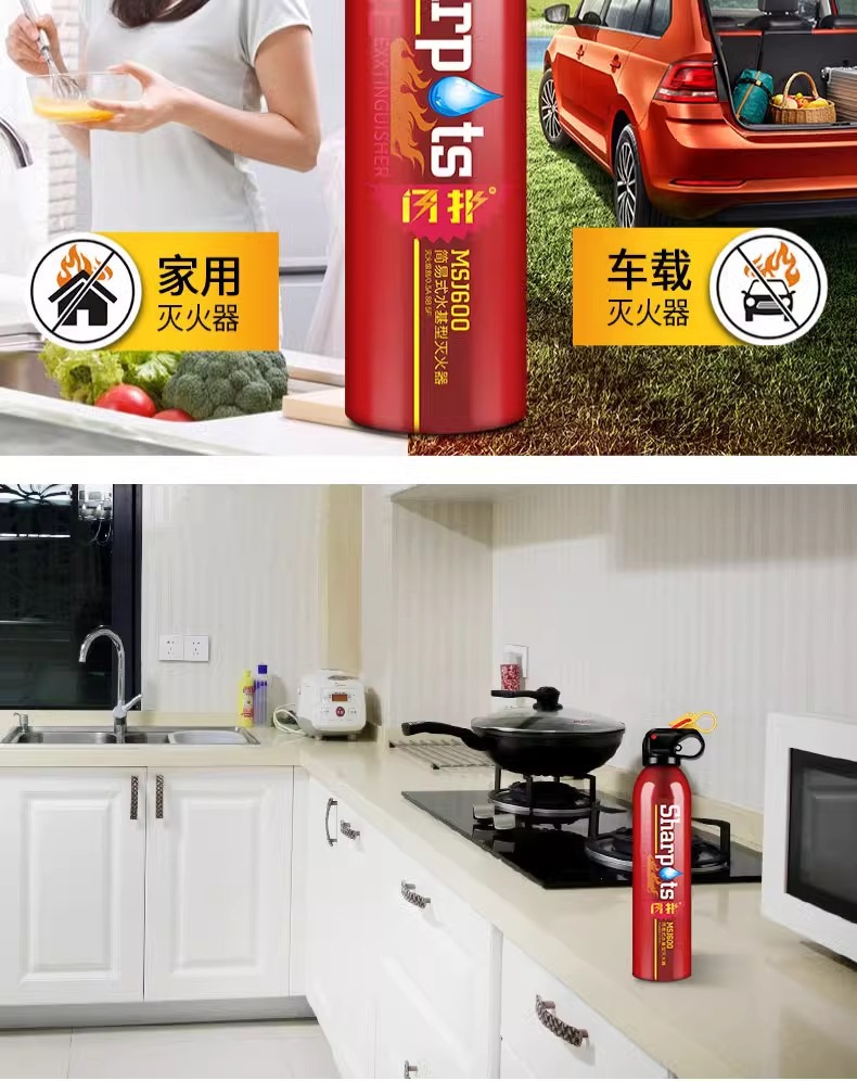 Car-Mounted Fire Extinguisher for Home Use, New Explosion-Proof Model for Private Cars, Water-Based, High-Temperature Resistant, Small Portable for Car Interior, Annual Inspection