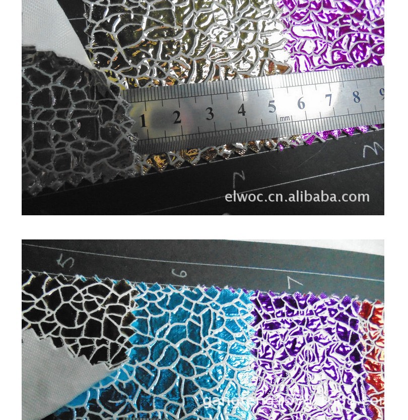 亮光爆裂纹面料 大荔枝鞋材 龟裂箱包皮革 水晶反光裂感装饰5446