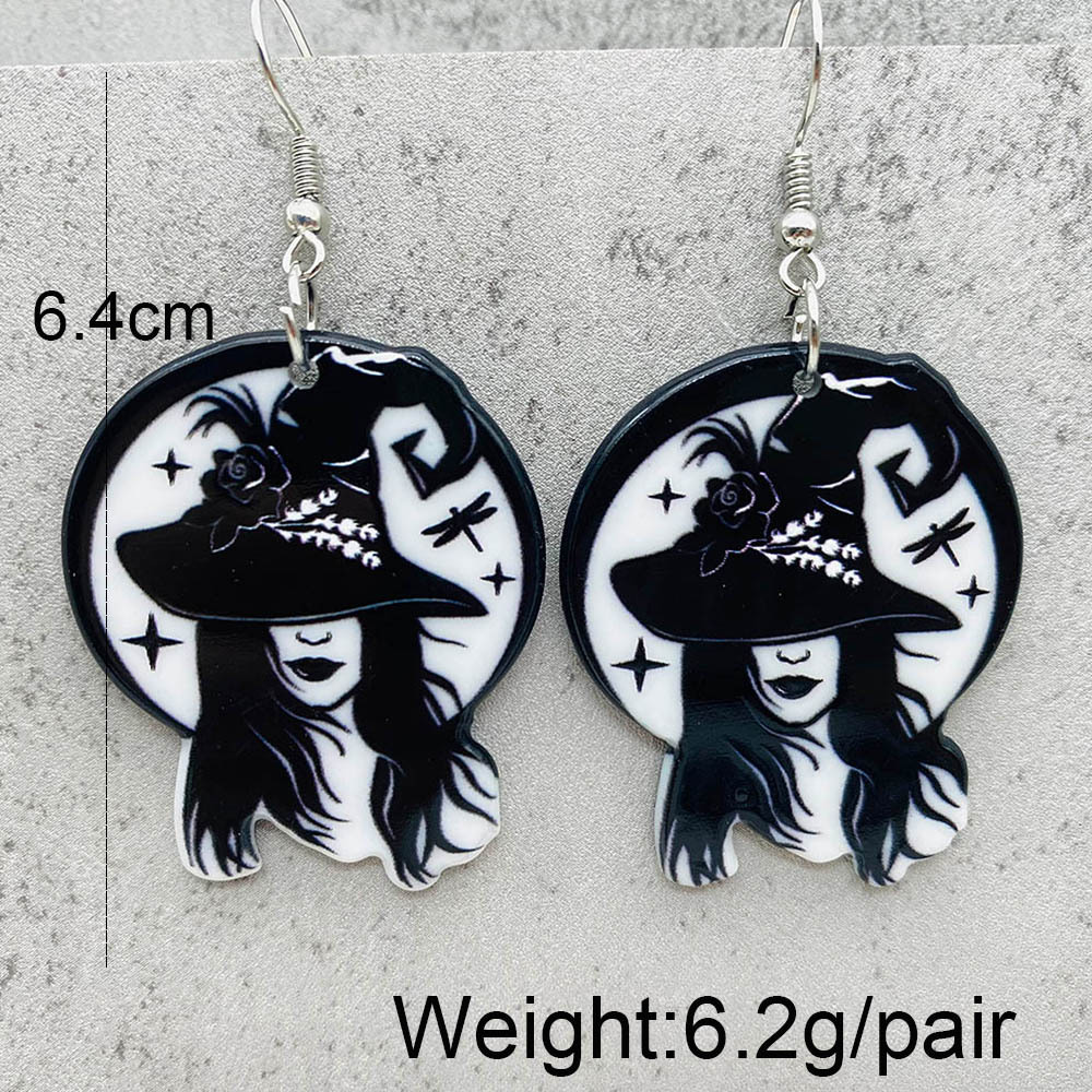 10g Weight Drop Earrings Classification 1 Pair Quantity Street Occasion Acrylic Material Halloween Festival Cartoon Character Pattern Women's Gender Cartoon Style Style 1 Pair Cartoon Style Cartoon Character Arylic Drop Earrings 5