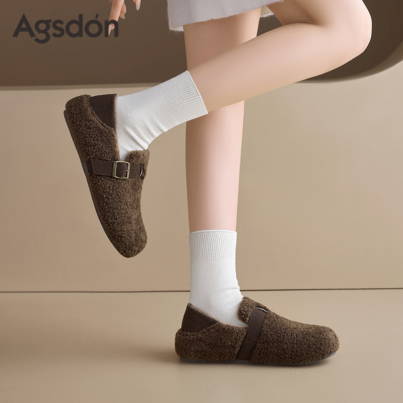 Zapatos de algodón de invierno 2025 nuevos zapatos de algodón plano de invierno incluidos zapatos de algodón dos zapatos de lana