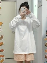 白色打底衫内搭女韩版ins学生洋气宽松圆领百搭春夏新款长袖t恤潮