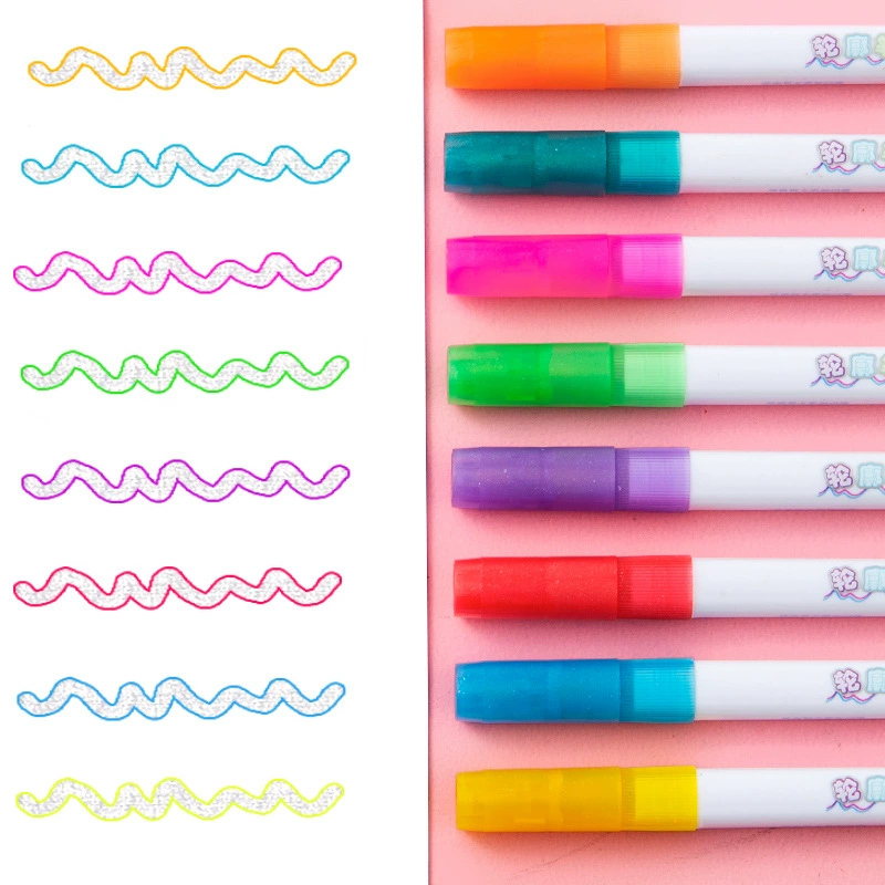 Liner, fluorescence set for students, simple and elegant design, 8 colors, DIY