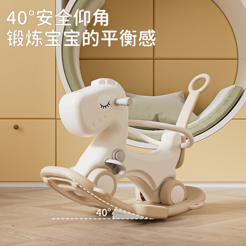 Feelbaby Children's Rocking Horse Baby Rocking Horse, 2-in-1 Birthday Gift for Infants, Anti-Fall Small Wooden Horse