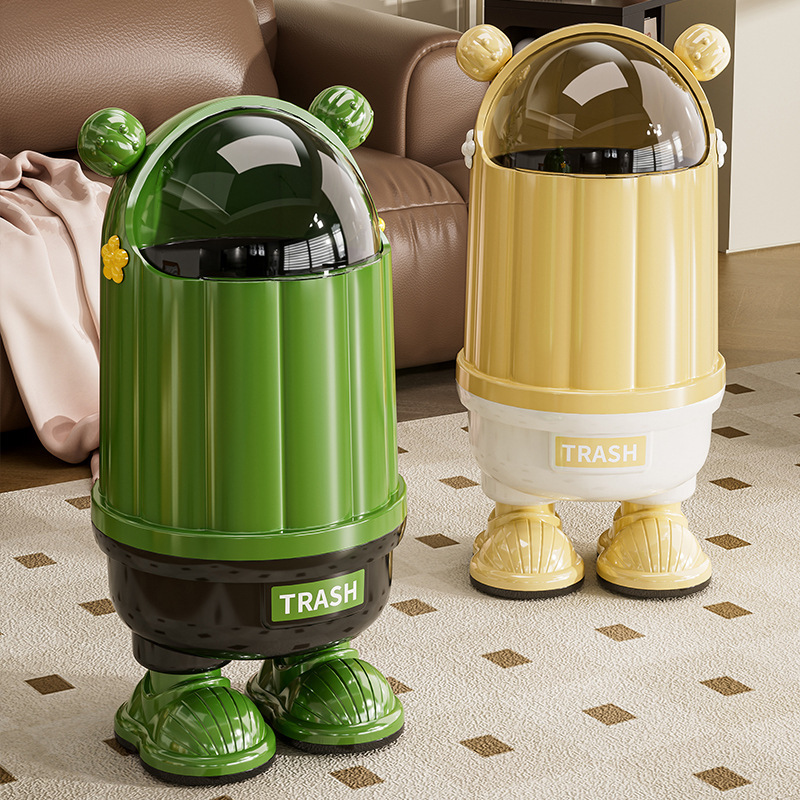 New Household Cute Trash Can Large Large Capacity Living Room Bedroom Storage Bucket Sliding Lid Removable Paper Bucket