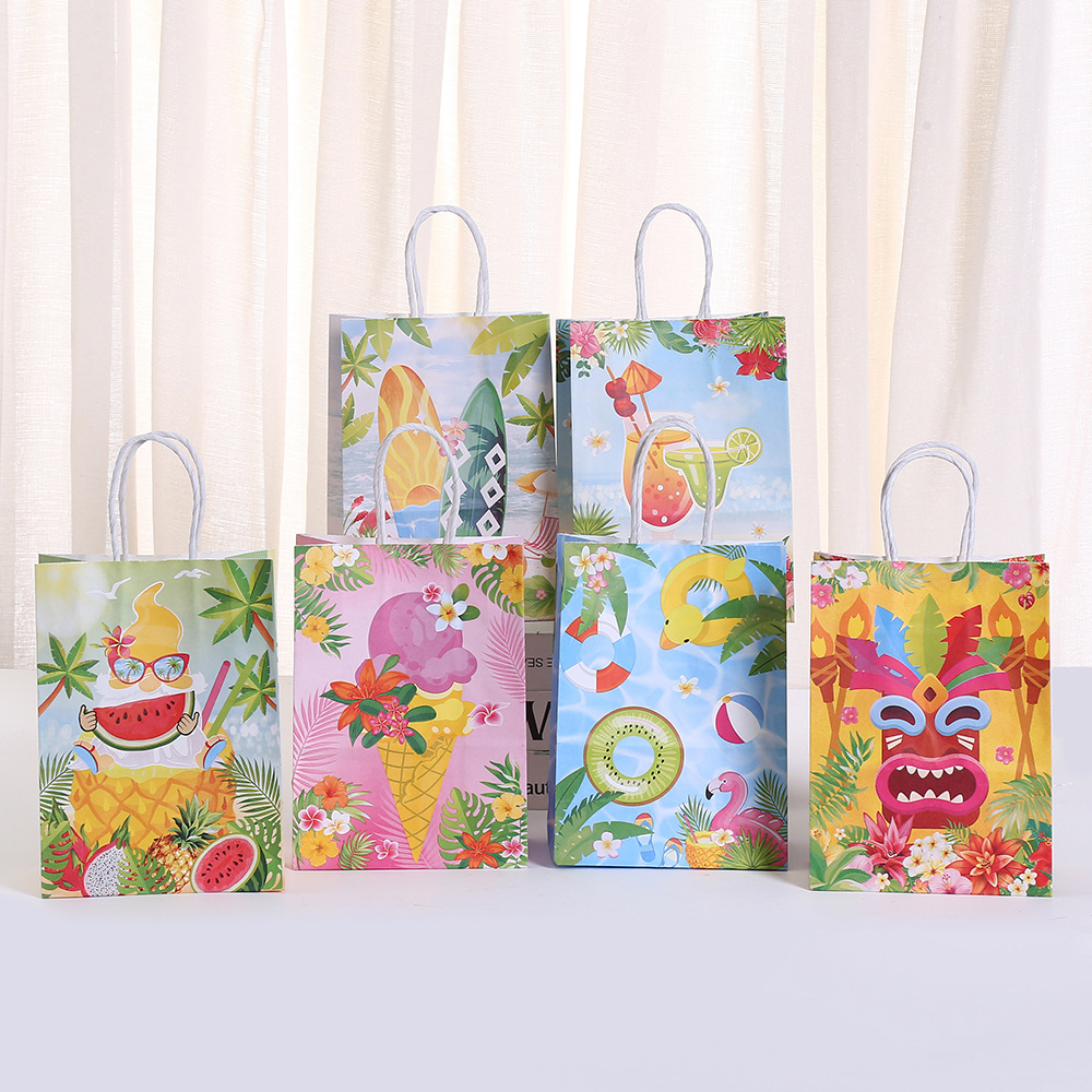 亚马逊新款夏日狂欢节纸袋礼品包装袋派对礼品袋咖啡奶茶外卖袋