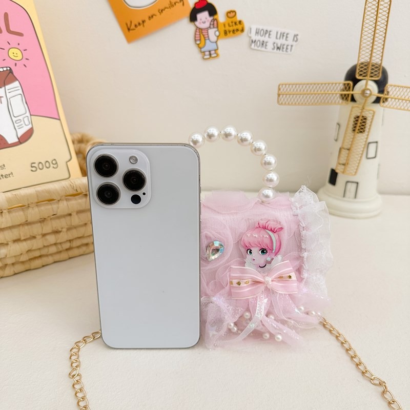 Bolsos infantiles de moda extranjera arco de perla bolsos de mano princesa bolsos de hombro cadenas de moda