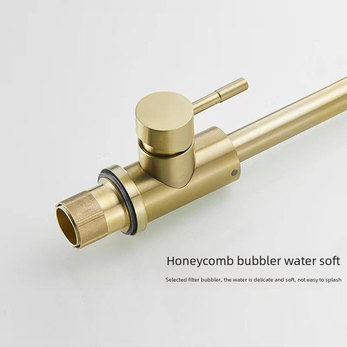 Factory wholesale stainless steel kitchen faucet gold-colored curved faucet sink dish basin rotatable cold and hot water faucet