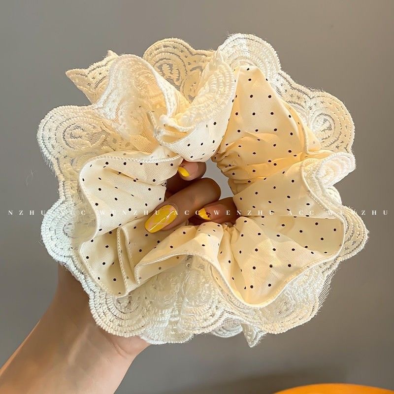 芭蕾风波点蕾丝花边大肠发圈新品扎发头绳温柔气质低马尾发饰头花|undefined