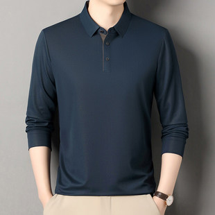 2025 Spring and Autumn New Middle-Aged Men's Polo Shirt Turn-Down Collar Business Casual Plus Size Dad's Long Sleeve Top