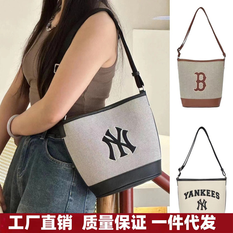 Mlb Bucket Bag 2026 New Model Ny Embroidered Women's Daily Fashion Versatile Large Capacity Lightweight Shoulder Crossbody Bag