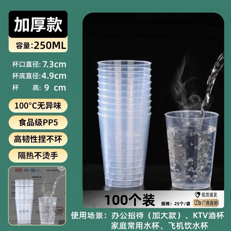 Taza recta PP - 250ml gruesa: 100