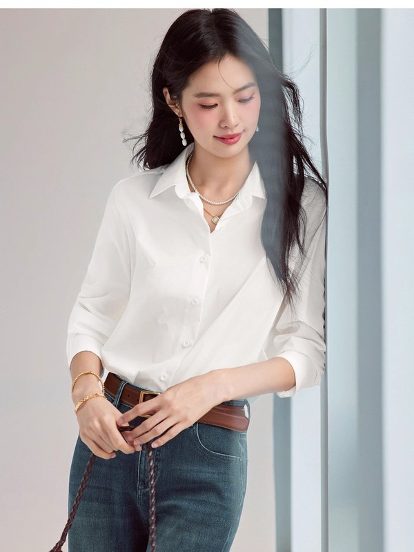 【百搭圣品】伊*L抗皱职场通勤棉感衬衫女2025秋季新款1G8922221|undefined