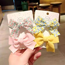儿童头饰可爱公主淑女宝宝小清新碎花蝴蝶结发夹小号女童发卡发饰