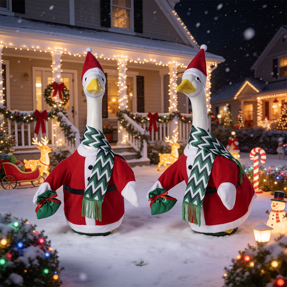 New Christmas Porch Goose Clothes, Hats, Scarves, Big White Goose Santa Claus Clothes, Yard Decorations Wholesale