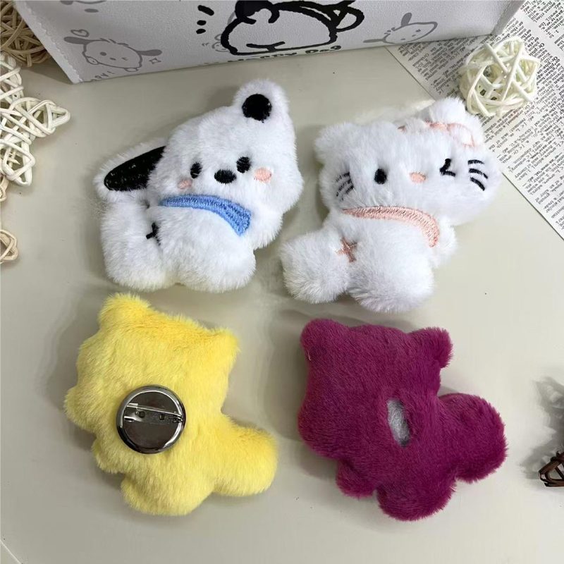 卡通大号毛绒小猪公仔胸针可爱小猫小狗玩偶包包装饰衣服袜子diy|undefined