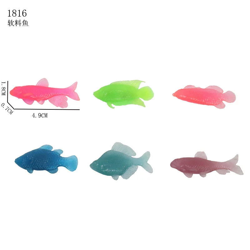 4,9 см, 6 видов прозрачных рыбок из мягкого материала