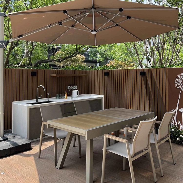 Mesa y silla al aire libre de ocio terraza al aire libre de tres piezas sillas combinadas patio terraza jardín patio telescópico