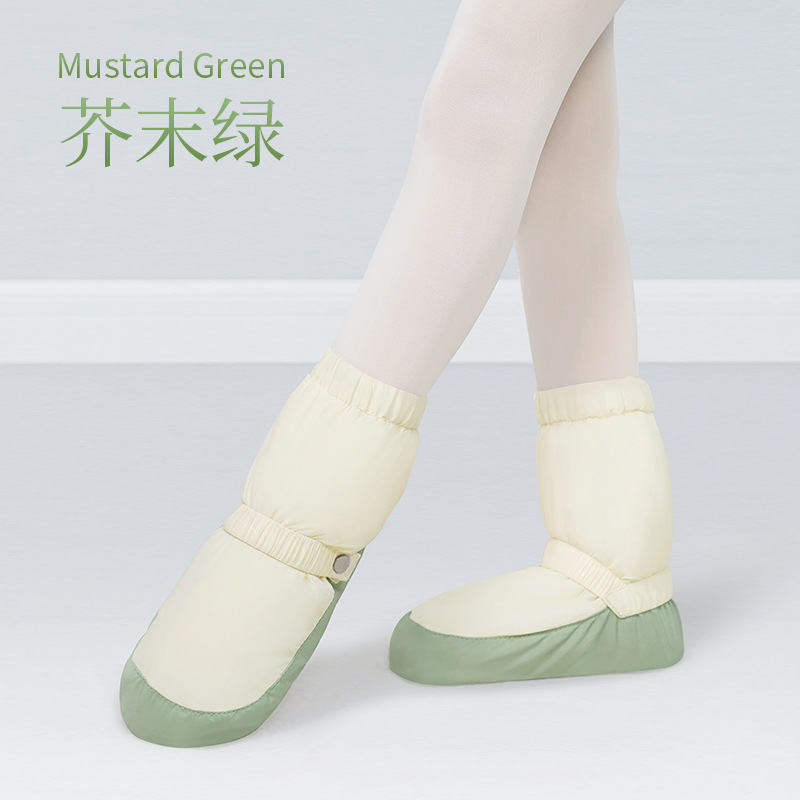 Danza botas calientes de otoño e invierno con forro polar de color a juego de calentamiento baile zapatos de algodón adulto Ballet femenino zapatos de ejercicio de fondo suave