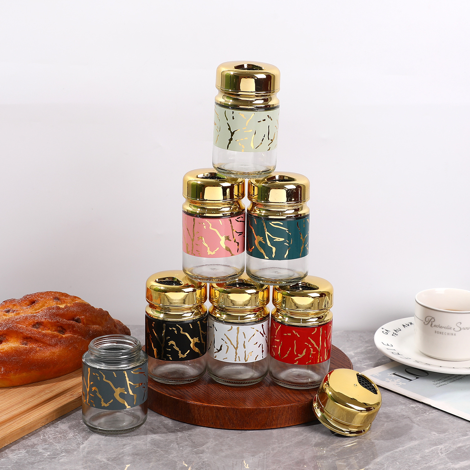 Nórdico ligero lujoso acrílico creativo hogar sala de estar stick de fruta enchufado taza tenedor de fruta cuchara set de almacenamiento