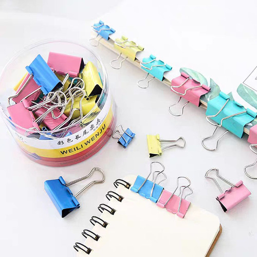 Office supplies long tail clip metal ticket clip barrel size student test paper file clip color swallowtail clip