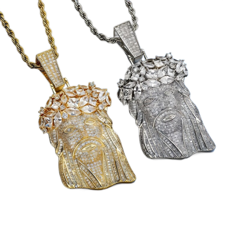 Hip-hop colgante de avatar europeo y americano de zircon de forma extraña retro moda creativo para hombres Hip-hop collar joyas transfronterizas