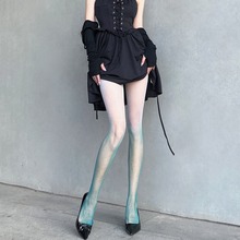 ins网红丝袜渐变色网袜女生夜店蹦迪黑丝夏季性感渔网烫钻连裤袜