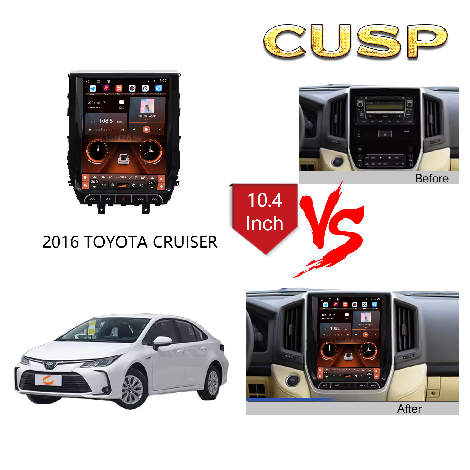 Android Car Navigation for Land Cruiser 2016-2018 10.4 inch