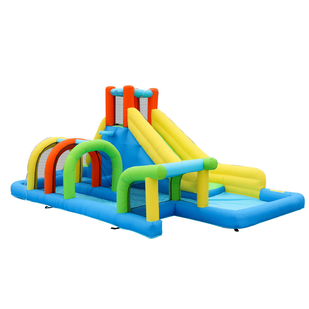SunSports | Pequeño castillo inflable para niños, trampolín, casa, castillo inflable, tobogán, castillo inflable, piscina de olas