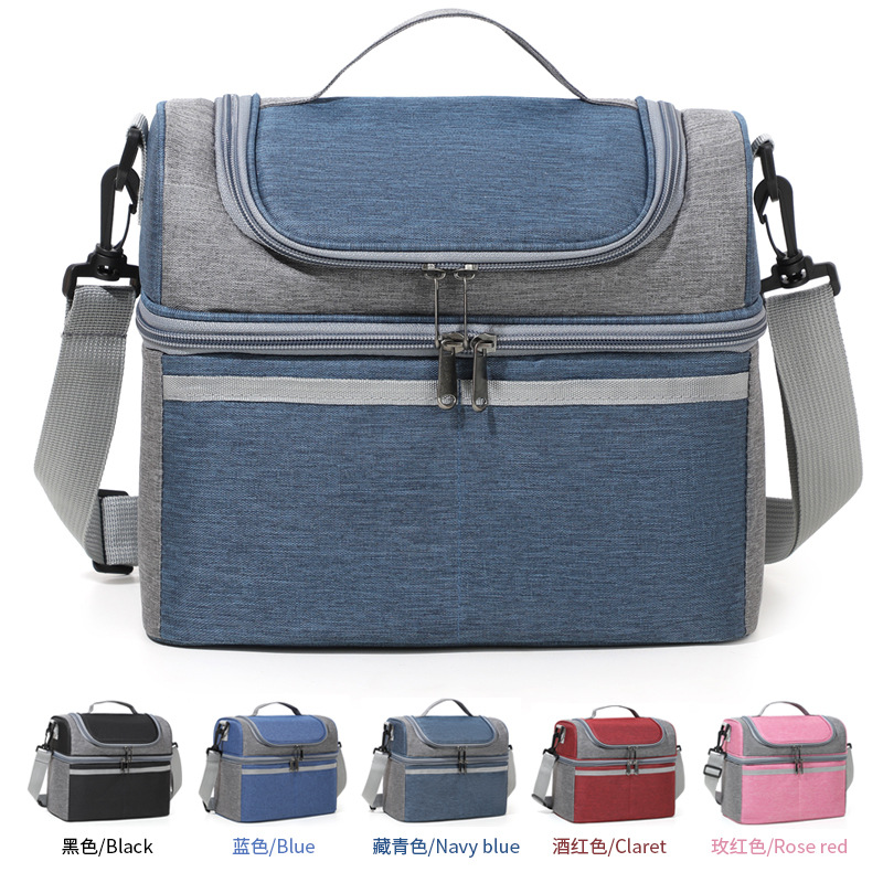 Bolsa de almuerzo de doble capa transfronteriza, bolsas de almuerzo de doble capa, bolsas de aislamiento de picnic, bolsas de helado, bolsas de almuerzo de gran capacidad, bolsas de preservación