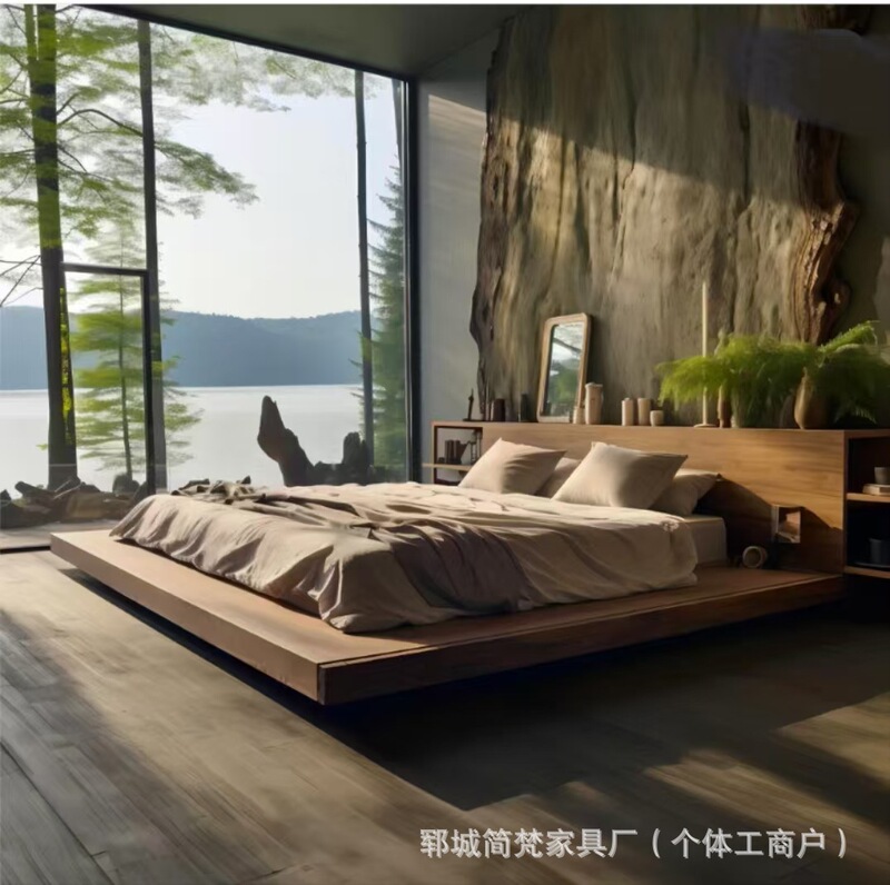 老楡木大ベッド家庭用寝室2メートルカップル結婚ベッド実木主臥畳シングルベッド1.2メートルツインベッド|undefined