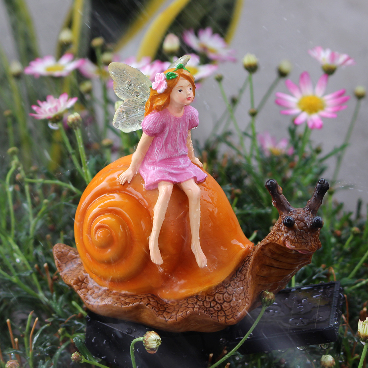  outdoor courtyard waterproof LED villa garden lawn lamp simulation snail flower fairy plug-in solar lamp