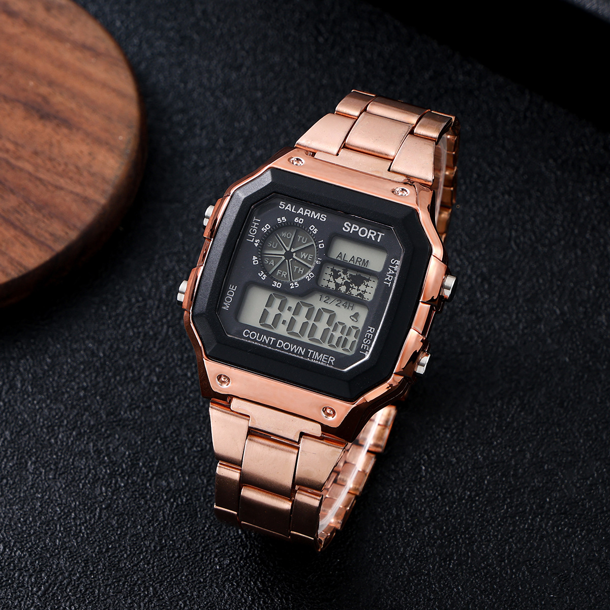 Comercio exterior Reloj de hombre Moda LED luminoso estudiante reloj electrónico reloj cuadrado reloj de acero reloj electrónico de los hombres al por mayor