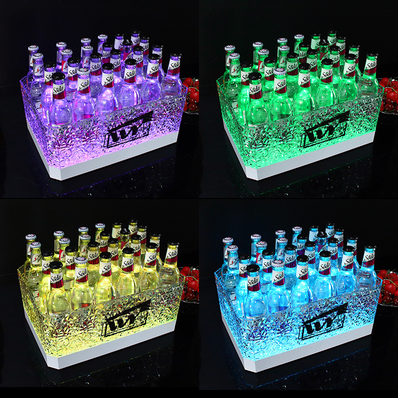 LED氷紋七彩発光氷桶アクリル24本ビール枠シャンパン桶KTVパーティーバー発光氷桶|undefined