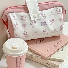 赤い本の同じタイプの猫の大容量の筆袋のかわいい少女の心の携帯の文房具の箱の化粧品の収納袋のins