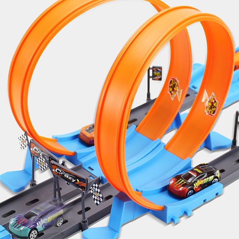 Children's rail car combination set three-ring roundabout track small sports car boy alloy pull-back racing toy cross-border