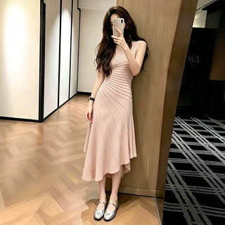 法式气质杏色连衣裙女26夏新款小个子收腰高级感独特超好看长裙子