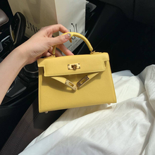 小鸡黄真皮二凯莉包女迷你百搭手提包新高级感肩斜挎包厂家批发