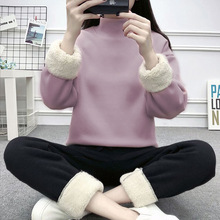 欧货羊羔绒卫衣女新款2025冬时尚洋气宽松半高领加绒长袖上衣