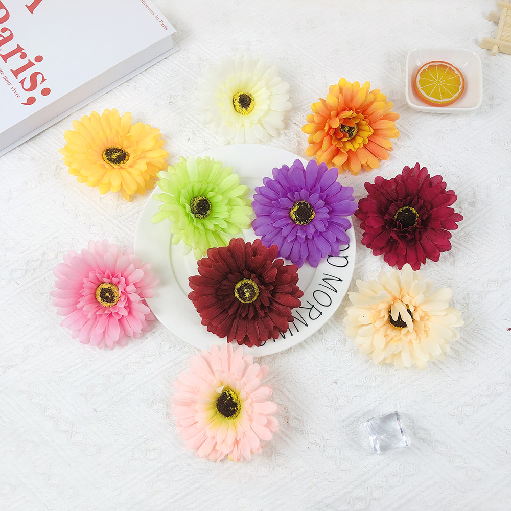 Simulación de flores de crisantemo gerbera Fulang cabeza de crisantemo flores falsas flores pared floral diseño de ropa DIY decoración de flores de seda