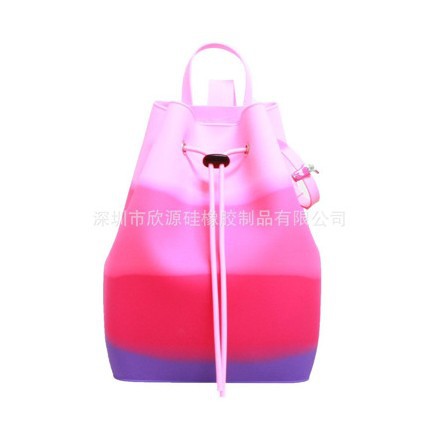 硅胶背包混色登山背包女士双肩包手提包简约束口包包化妆品收纳包