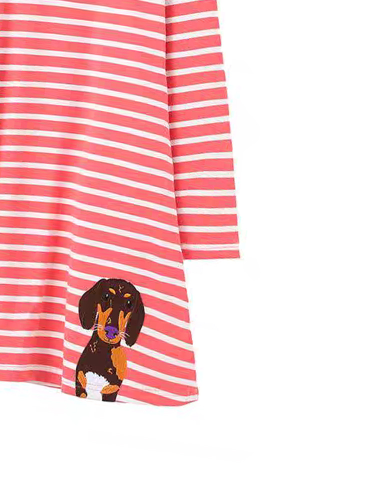 Vestido de niñas otoño y invierno nuevo estilo europeo y americano rayas de niños de cuello redondo mangas largas vestidos de princesa de otoño