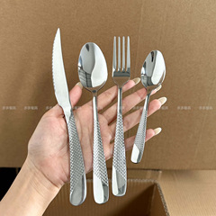 メーカーの起爆ステンレス点星ドリルホテルにチタン金色バイキングナイフスプーン4点セット食器
