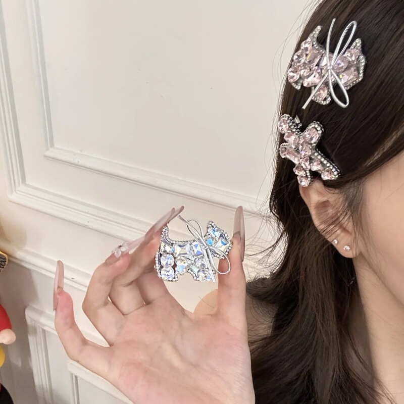 新しいスーパーフラッシュライト高級シリーズヒトデヘアピンジュエリー合金立体ダイヤモンドフラッシュヘアピンヘアアクセサリー頭飾りニッチ|undefined